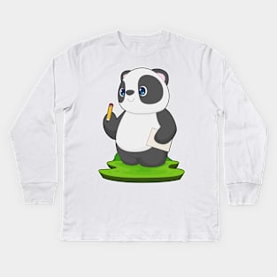 Panda School Pencil Paper Kids Long Sleeve T-Shirt